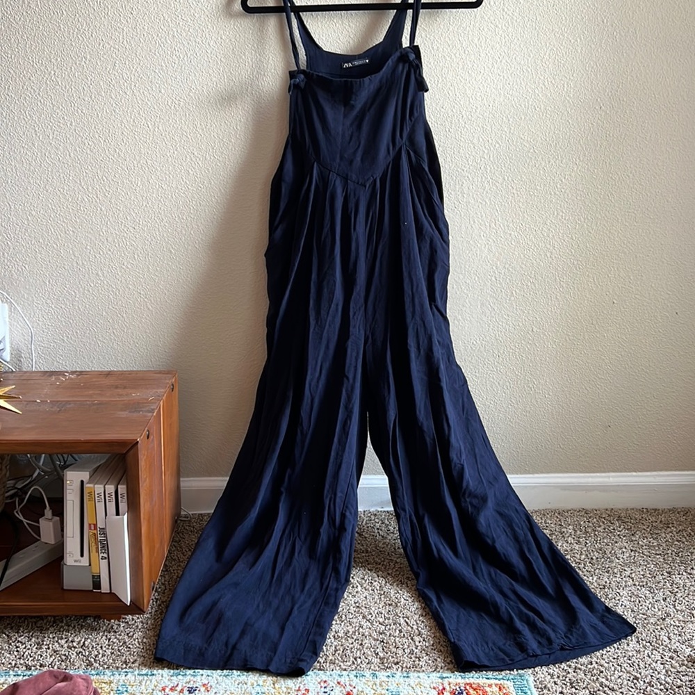 Wide Leg Navy Overalls